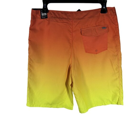 Hurley Boy's Gradient Orange/Yellow Swim Board Shorts Size 18/28 Back Pocket NEW - Picture 3 of 9
